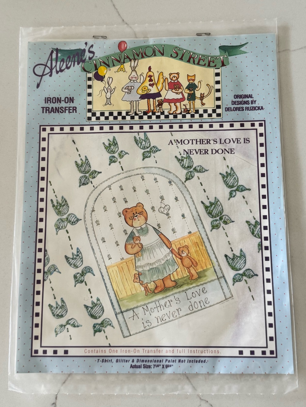 Cinnamon Street Green Floral Teddy Iron-On Transfer - 'A Mother's Love'